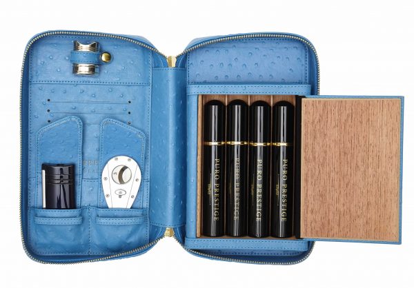 Puro Prestige  Leather Cigar Case In Blue